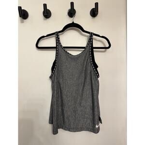 Nike Dri-Fit Grey Striped Kids Tank Top Little Girls Size XL Athletic Cheer